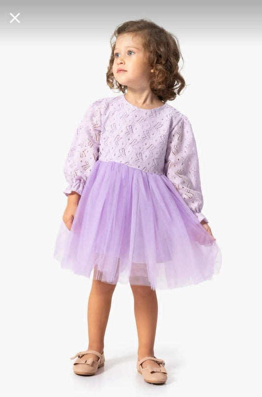 Purple puff dress (2-3-4-5 years )